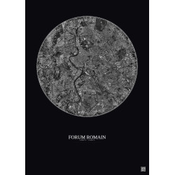 Affiche Forum Romain – Poster vue satellite 5km N&B | Gravura – Fond foncé
