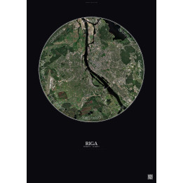 Affiche Riga – Poster vue satellite 10km Couleur | Gravura – Fond foncé