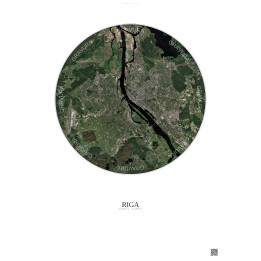 Affiche Riga – Poster vue satellite 10km Couleur | Gravura – Fond clair