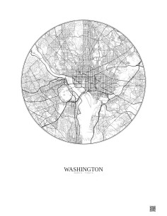 Affiche Washington – Poster carte de ville 10km | Gravura – Fond clair