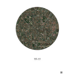 Affiche Milan – Poster vue satellite 2.5km Couleur | Gravura – Fond clair