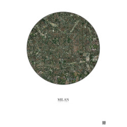 Affiche Milan – Poster vue satellite 5km Couleur | Gravura – Fond clair