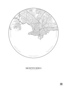 Affiche Montevideo – Poster carte de ville 10km | Gravura – Fond clair