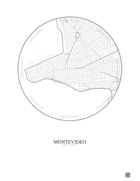 Affiche Montevideo – Poster carte de ville 2.5km | Gravura – Fond clair