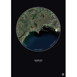 Affiche Naples – Poster vue satellite 5km Couleur | Gravura – Fond foncé