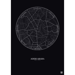Affiche Addis Ababa – Poster carte de ville 2.5km | Gravura – Fond foncé