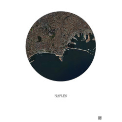 Affiche Naples – Poster vue satellite 2.5km Couleur | Gravura – Fond clair