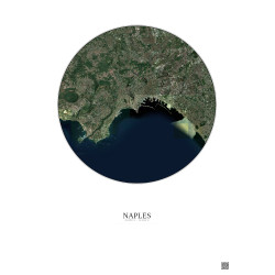 Affiche Naples – Poster vue satellite 10km Couleur | Gravura – Fond clair