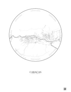 Affiche Caracas – Poster carte de ville 10km | Gravura – Fond clair