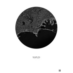 Affiche Naples – Poster vue satellite 2.5km N&B | Gravura – Fond clair