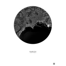 Affiche Naples – Poster vue satellite 5km N&B | Gravura – Fond clair