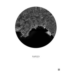 Affiche Naples – Poster vue satellite 10km N&B | Gravura – Fond clair