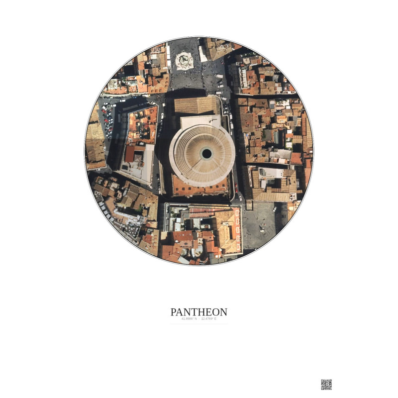 Affiche Pantheon – Poster vue satellite 0.1km Couleur | Gravura – Fond clair
