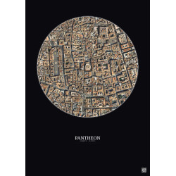 Affiche Pantheon – Poster vue satellite 0.5km Couleur | Gravura – Fond foncé