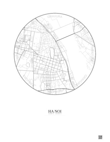 Affiche Ha Noi – Poster carte de ville 2.5km | Gravura – Fond clair
