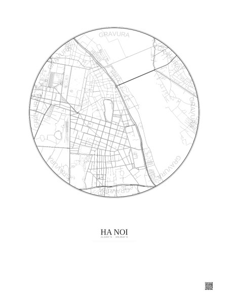 Affiche Ha Noi – Poster carte de ville 2.5km | Gravura – Fond clair