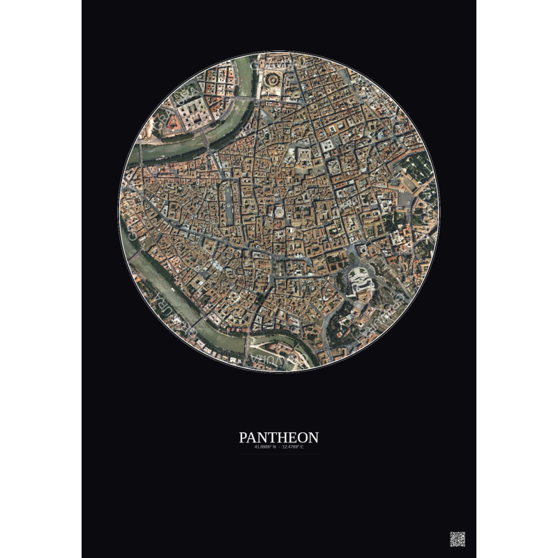 Affiche Pantheon – Poster vue satellite 1km Couleur | Gravura – Fond foncé