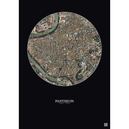 Affiche Pantheon – Poster vue satellite 1km Couleur | Gravura – Fond foncé