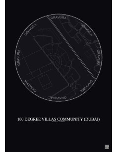 Affiche 180 Degree Villas Community – Poster carte de ville 1km | Gravura – Fond foncé