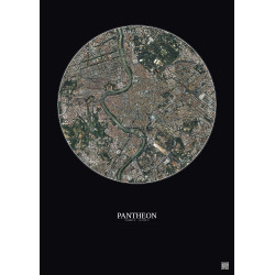 Affiche Pantheon – Poster vue satellite 2.5km Couleur | Gravura – Fond foncé