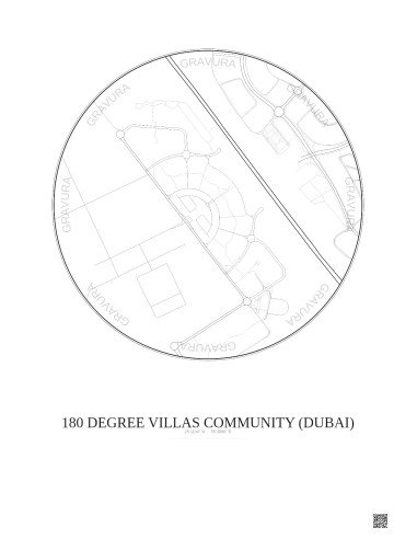 180 Degree Villas Community City Map Poster 1km | Gravura – Light background
