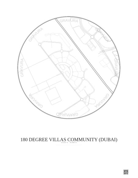 180 Degree Villas Community City Map Poster 1km | Gravura – Light background
