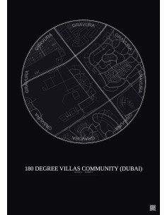 Affiche 180 Degree Villas Community – Poster carte de ville 2.5km | Gravura – Fond foncé