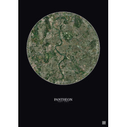 Affiche Pantheon – Poster vue satellite 5km Couleur | Gravura – Fond foncé