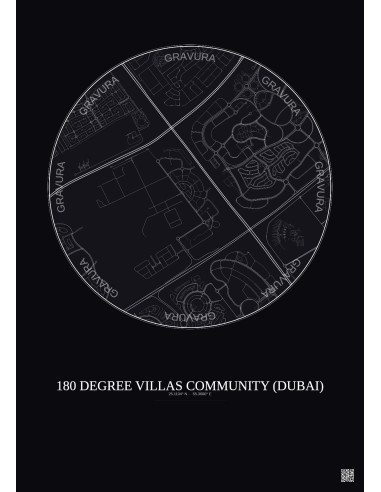 180 Degree Villas Community City Map Poster 2.5km | Gravura – Dark background