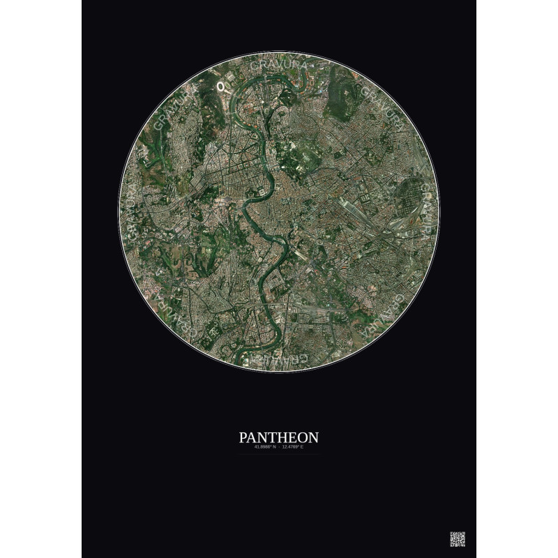 Affiche Pantheon – Poster vue satellite 5km Couleur | Gravura – Fond foncé