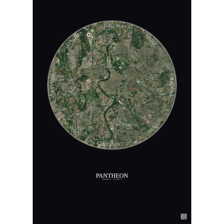 Affiche Pantheon – Poster vue satellite 5km Couleur | Gravura – Fond foncé