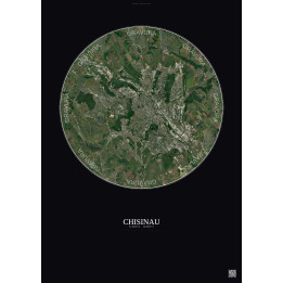 Affiche Chisinau – Poster vue satellite 10km Couleur | Gravura – Fond foncé