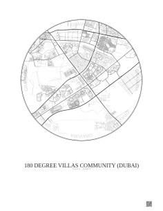 Affiche 180 Degree Villas Community – Poster carte de ville 10km | Gravura – Fond clair