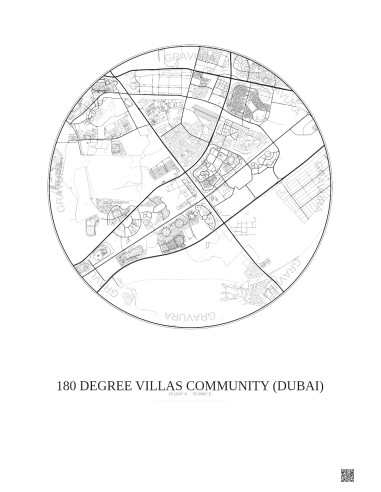 Affiche 180 Degree Villas Community – Poster carte de ville 10km | Gravura – Fond clair