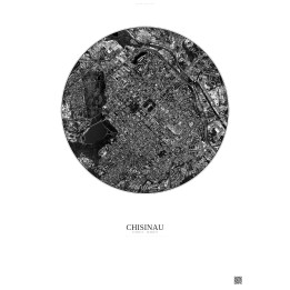 Affiche Chisinau – Poster vue satellite 2.5km N&B | Gravura – Fond clair