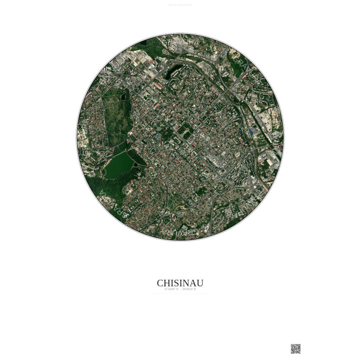 Affiche Chisinau – Poster vue satellite 2.5km Couleur | Gravura – Fond clair