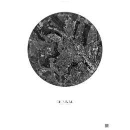 Affiche Chisinau – Poster vue satellite 6km N&B | Gravura – Fond clair
