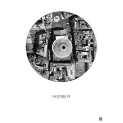 Affiche Pantheon – Poster vue satellite 0.1km N&B | Gravura – Fond clair