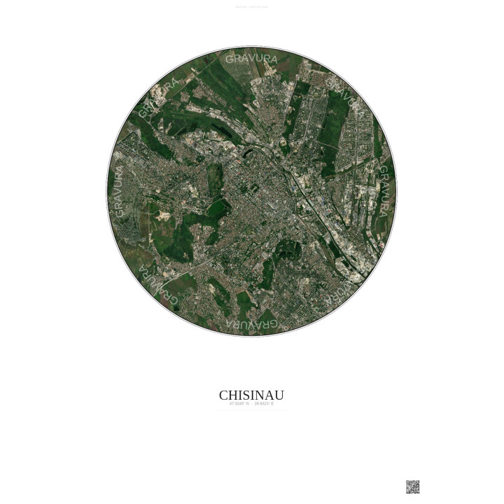 Affiche Chisinau – Poster vue satellite 6km Couleur | Gravura – Fond clair