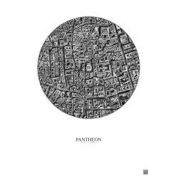 Affiche Pantheon – Poster vue satellite 0.5km N&B | Gravura – Fond clair