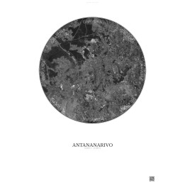 Affiche Antananarivo – Poster vue satellite 10km N&B | Gravura – Fond clair
