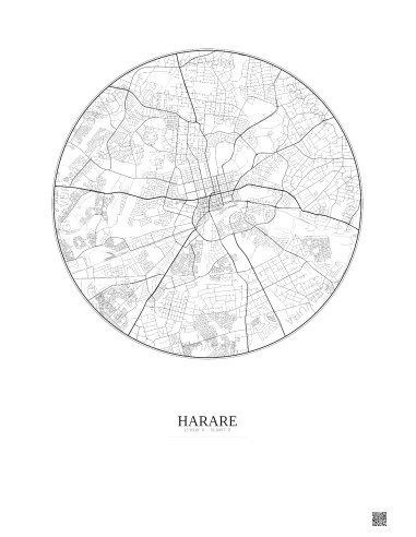 Harare City Map Poster 10km | Gravura – Light background