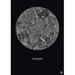 Affiche Pantheon – Poster vue satellite 2.5km N&B | Gravura – Fond foncé