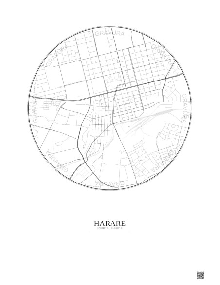 Harare City Map Poster 2.5km | Gravura – Light background