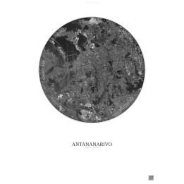 Affiche Antananarivo – Poster vue satellite 6km N&B | Gravura – Fond clair