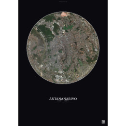 Affiche Antananarivo – Poster vue satellite 6km Couleur | Gravura – Fond foncé