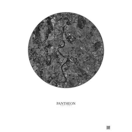 Pantheon Satellite View Poster 5km B&W | Gravura – Light background
