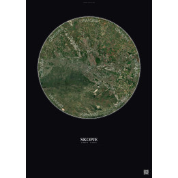 Affiche Skopje – Poster vue satellite 10km Couleur | Gravura – Fond foncé