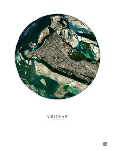 Affiche Abu Dhabi – Poster vue satellite 10km Couleur | Gravura – Fond clair