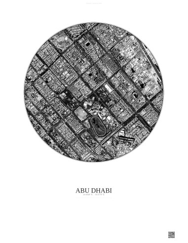 Abu Dhabi Satellite View Poster 2.5km B&W | Gravura – Light background